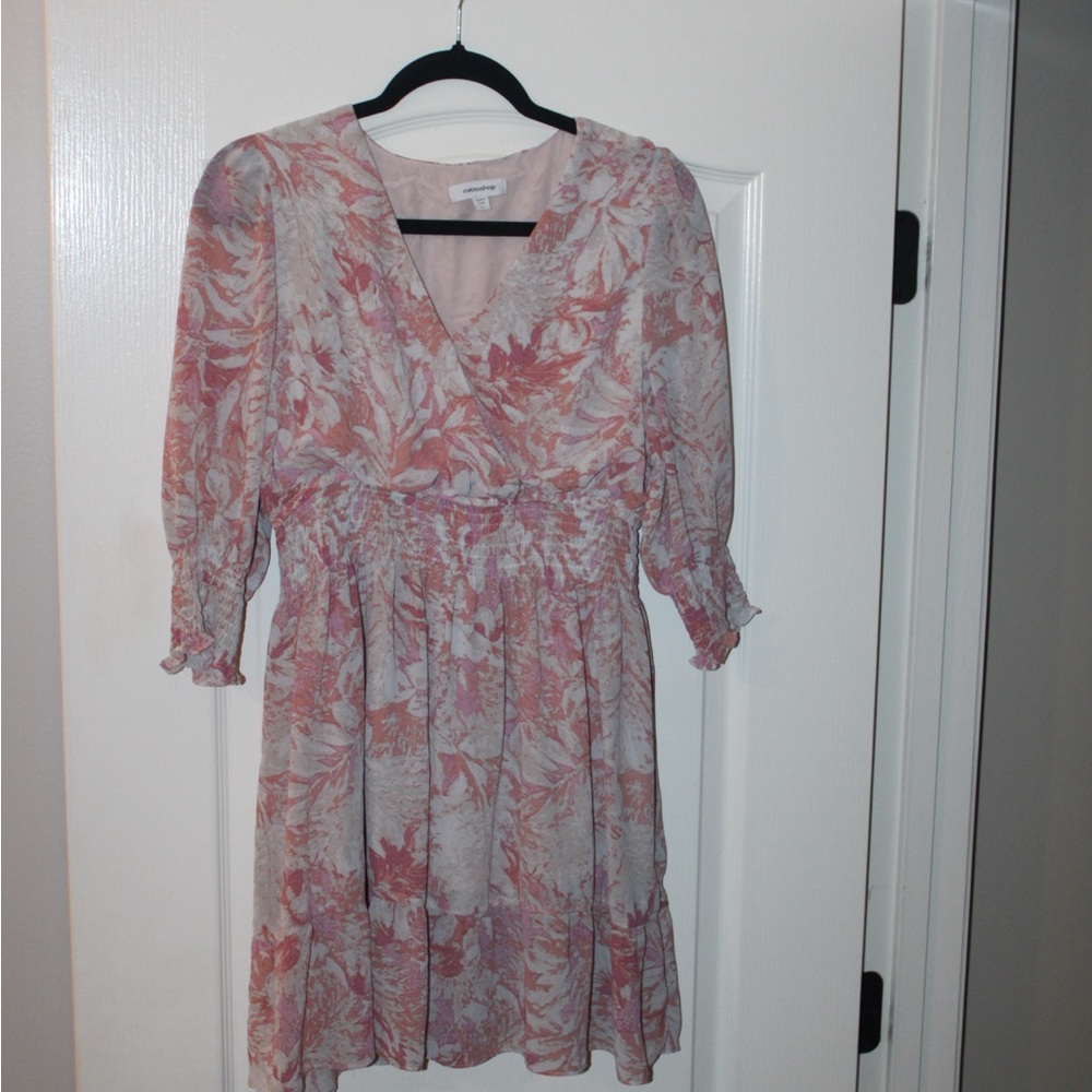 Mittoshop Pink Floral V-Neck Dress